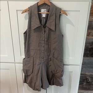 Anthropologie Ryu: Beige/Tan Sleeveless Shirt Dress Style Romper Size MED